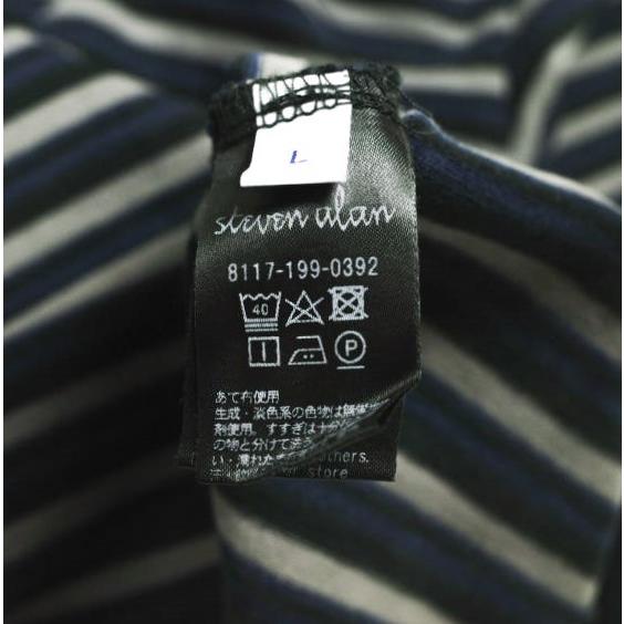 Steven Alan スティーブンアラン 21//MVS BORDER CREW NECK TEE - BOLD ボーダークルーネックTシャツ 8117-199-0392 L BLACK 半袖 g24347 |  | 07