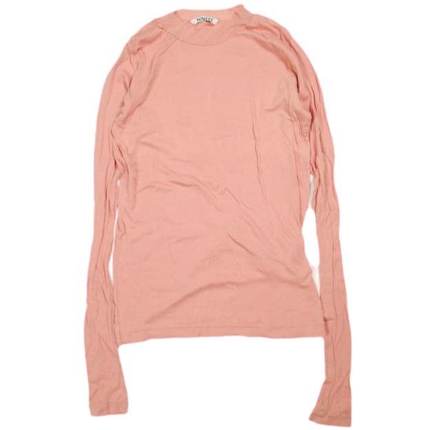 AURALEE オーラリー 20AW 日本製 HIGH GAUGE SHEER RIB L/S TEE ハイゲージシアーリブロングスリーブTシャツ A20AP01HF 1 Pink カットソー | 