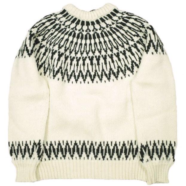 GUERNSEY WOOLLENS ガンジーウーレンズ イギリス製 ICEMAN TWOTONE SWEATER アイスマン求心柄セーター 38 Natural/Black ニット g24423 |  | 01