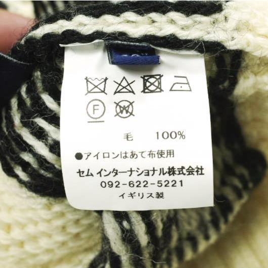 GUERNSEY WOOLLENS ガンジーウーレンズ イギリス製 ICEMAN TWOTONE SWEATER アイスマン求心柄セーター 38 Natural/Black ニット g24423 |  | 07