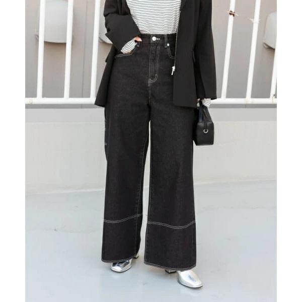 SENSE OF PLACE by URBAN RESEARCH センスオブプレイス 24SS ステッチペインターバギーデニム AA44-24S005 S BLACK ジーンズ パンツ |  | 02