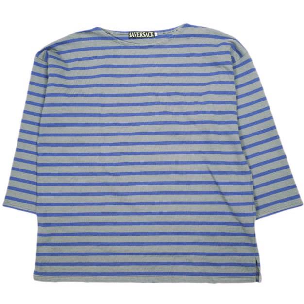 HAVERSACK ハバーザック 25SS 日本製 BASQUE SHIRT 天笠ボーダーバスクシャツ 812522 M GRAY×BLUE Tシャツ トップス g24503 | 