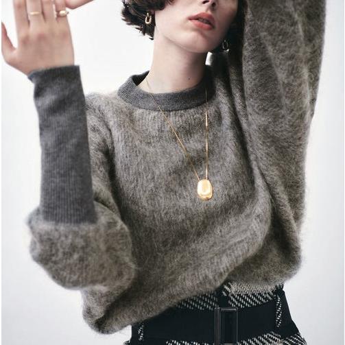 ADAM ET ROPE アダムエロペ 22AW モヘヤプルオーバー GAM22060 Free グレー セーター クルーネック ニット トップス g24569 |  | 02