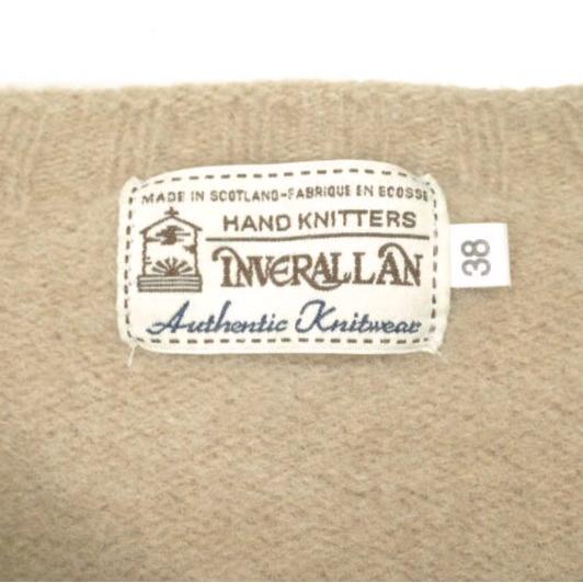 INVERALLAN インバーアラン イギリス製 AUTHENTIC KNITWEAR シェットランドウール クルーネックニット 38 ベージュ セーター プルオーバー |  | 02
