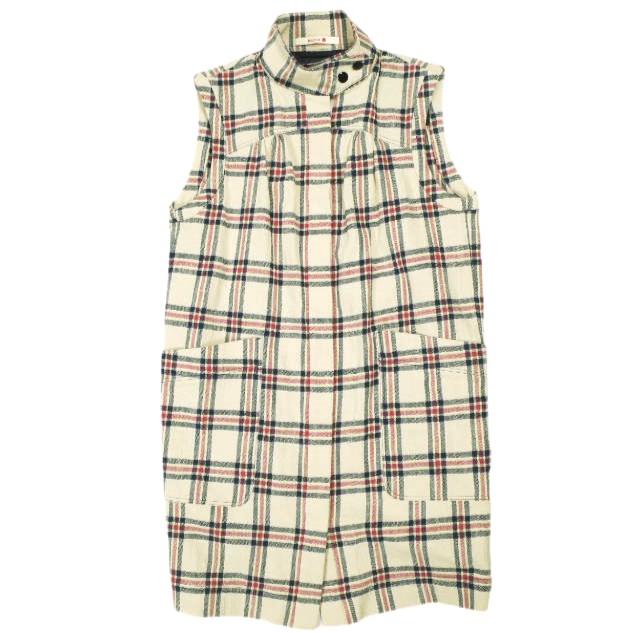 BACCA バッカ トゥモローランド 日本製 ネップツイードチェックワークベスト 35-07-82-07331 36 ベージュ ジレ トップス g24601 | 