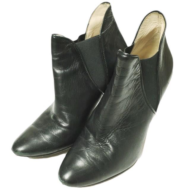 FABIO RUSCONI ファビオルスコーニ イタリア製 サイドゴアヒールブーティ 35(22.5cm-23cm) ブラック パンプス シューズ g24604 | 