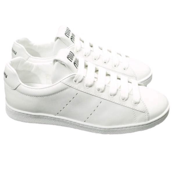 新品 MIU MIU ミュウミュウ イタリア製 ロゴプリント レザーローカットスニーカー 2024年モデル DNC120 40(25-26cm) WHITE シューズ g24619 |  | 02