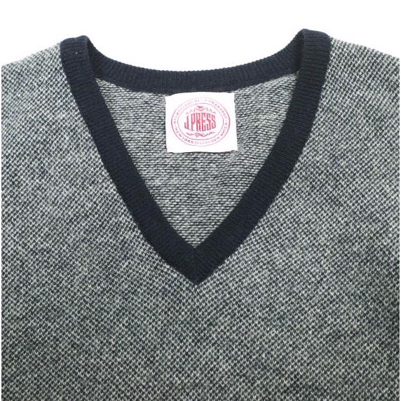 J.PRESS ジェイプレス スコットランド製 SUPER GEELONG WOOL バーズアイ柄 Vネックニット 38 NAVY セーター William Lockie トップス |  | 03