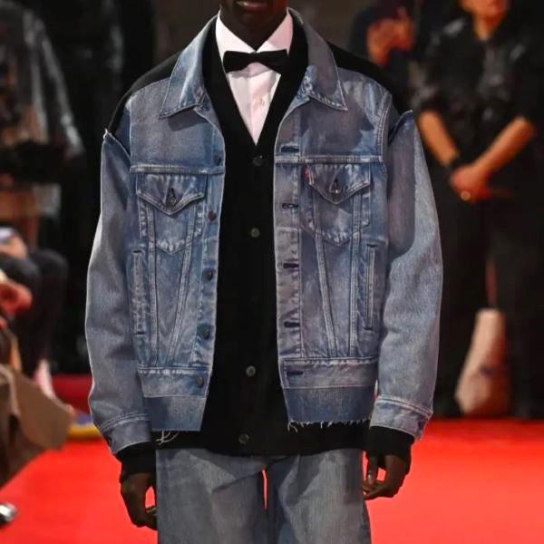 JUNYA WATANABE MAN COMME des GARCONS x Levi'sス 25SS 綿デニム製品加工カスタマイズ×綿エステル裏毛Levi's Wネームジャケット WO-J206 S |  | 02