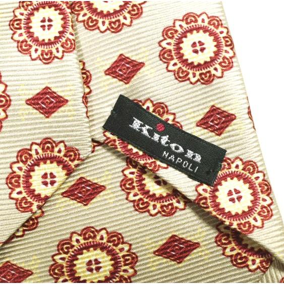 KITON キートン イタリア製 小紋柄シルクネクタイ イエローベージュ g24648 |  | 05
