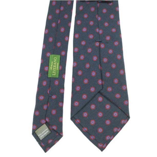 LIVERANO＆LIVERANO リヴェラーノ＆リヴェラーノ イタリア製 ウールシルク小紋柄ネクタイ ネイビー 小花柄 SARTORIA FIRENZE g24652 |  | 05