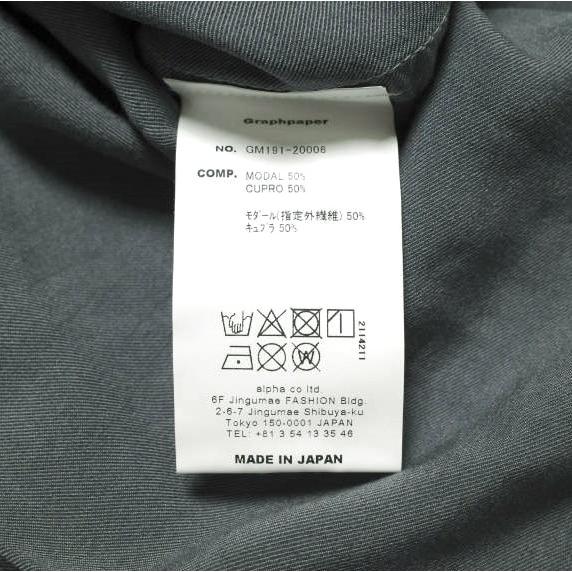 新品 Graphpaper グラフペーパー 日本製 Soft Cupro Jacket 製品染め ソフトキュプラジャケット GM191-20006 2 GRAY アウター g24675 |  | 07
