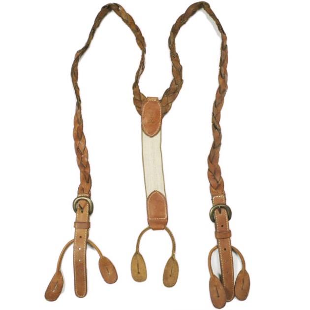 RRL ダブルアールエル イタリア製 BLADE LEATHER SUSPENDER メッシュレザーサスペンダー ブラウン Double RL ベルト g24700 | 