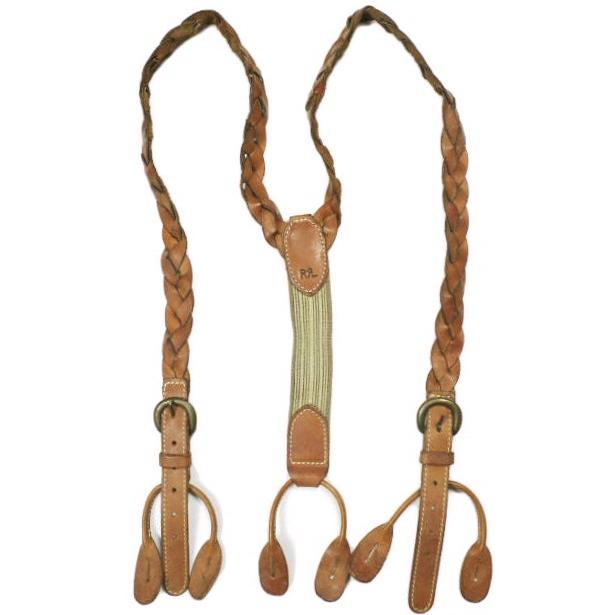 RRL ダブルアールエル イタリア製 BLADE LEATHER SUSPENDER メッシュレザーサスペンダー ブラウン Double RL ベルト g24700 |  | 01