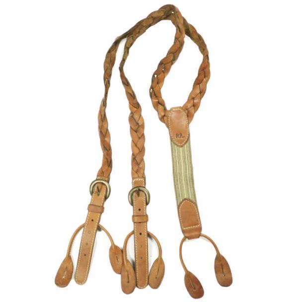 RRL ダブルアールエル イタリア製 BLADE LEATHER SUSPENDER メッシュレザーサスペンダー ブラウン Double RL ベルト g24700 |  | 03