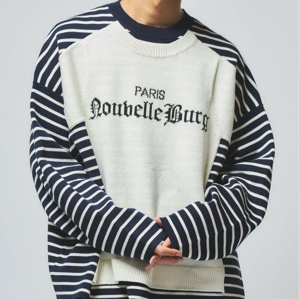 JUST AN IDEA x DAIRIKU ダイリク 25SS 別注 Docking Lettered Knit ドッキングレタードニット Free WHITE/NAVY セーター ボーダー EDIFICE |  | 02