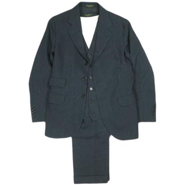 RRL ダブルアールエル イタリア製 WINDOWPANE 3PIECE SUITS ウィンドウペン 3ピーススーツ 36R/38S/28 ネイビー セットアップ Double RL | 
