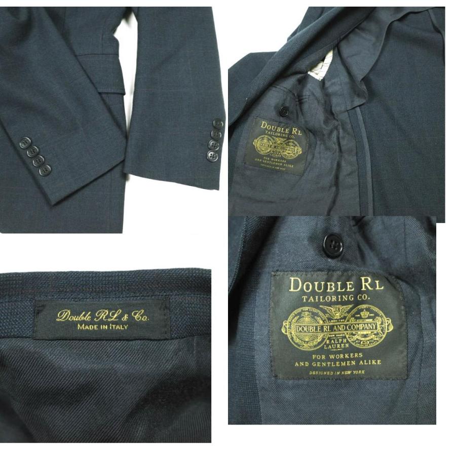 RRL ダブルアールエル イタリア製 WINDOWPANE 3PIECE SUITS ウィンドウペン 3ピーススーツ 36R/38S/28 ネイビー セットアップ Double RL |  | 06