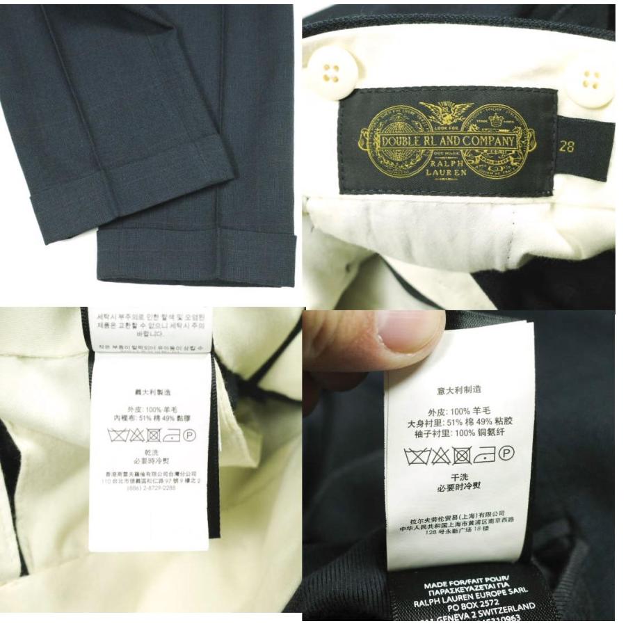 RRL ダブルアールエル イタリア製 WINDOWPANE 3PIECE SUITS ウィンドウペン 3ピーススーツ 36R/38S/28 ネイビー セットアップ Double RL |  | 09