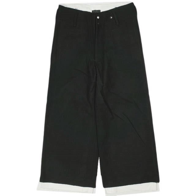 新品 Omar Afridi オマールアフリディ A TROUSERS BLACK MELTON ウールメルトン ワイドトラウザーズ OA-AW21-TRS-103-01 46 定価88,550円 | 