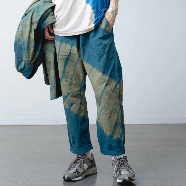 新品 suzusan スズサン Recycled Ripstop Nylon Pants Diagonal Tesuji Yoroidan絞り イージーパンツ 5038N-361 L Marine Blue/Kahki |  | 02