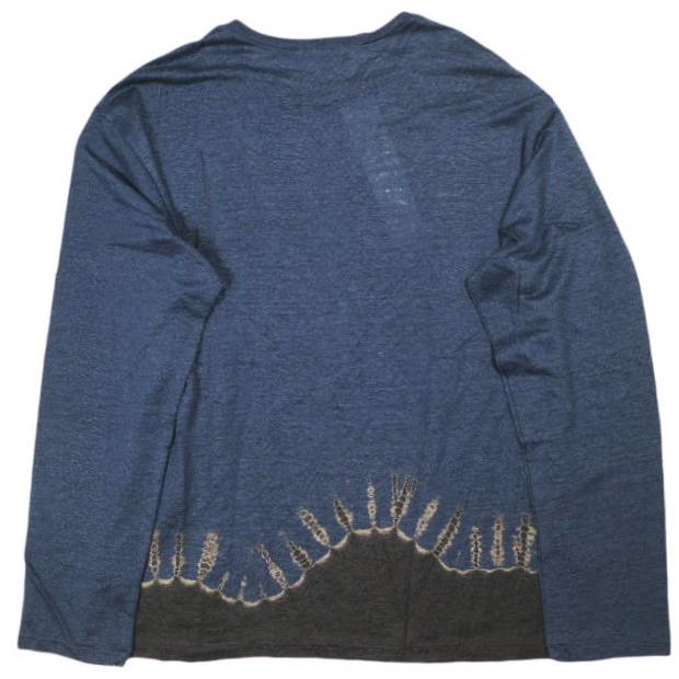 新品 suzuzan スズサン 22SS LINEN JERSEY SUMMER PULLOVER 帽子絞り リネンジャージークルーネックニット 2047L-309 M BLACK/NAVY BLUE |  | 01