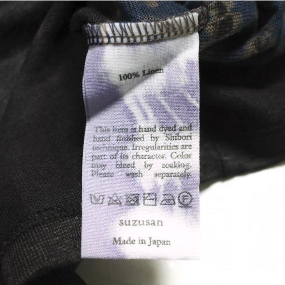 新品 suzuzan スズサン 22SS LINEN JERSEY SUMMER PULLOVER 帽子絞り リネンジャージークルーネックニット 2047L-309 M BLACK/NAVY BLUE |  | 07