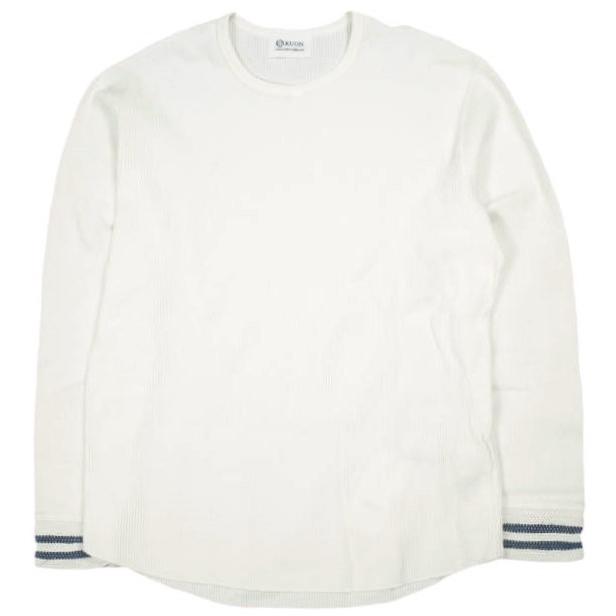 新品 KUON クオン 日本製 リブ裂き織りワッフルサーマルカットソー 2001-CS05 M WHITE 久遠 長袖 Tシャツ トップス g24768 | 