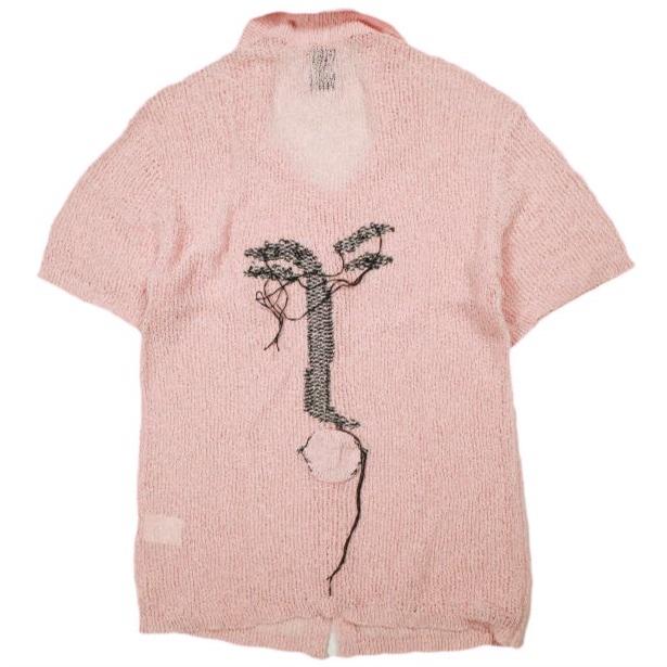 新品 Kota Gushiken コウタグシケン 22SS 日本製 Tarotisse Face Shirt タロティスフェイスシャツ KGSS22-K02 2 Pink 半袖 ニット 開襟 | 