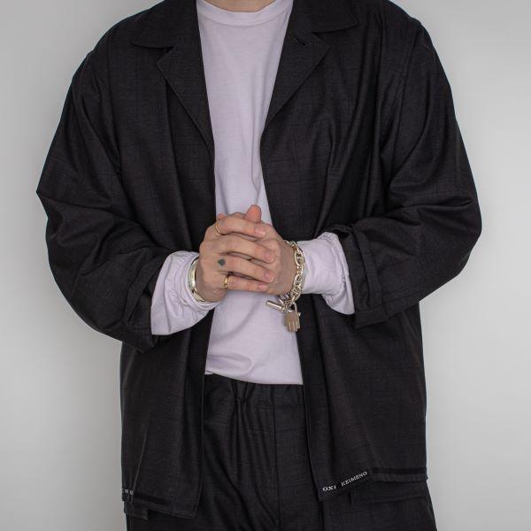 新品 un/unbient アン 21SS SILK WOOL PORAL JACKET シルクウールポーラジャケット UNJK32 2 グレー アンビエント ボタンレス チェック |  | 02