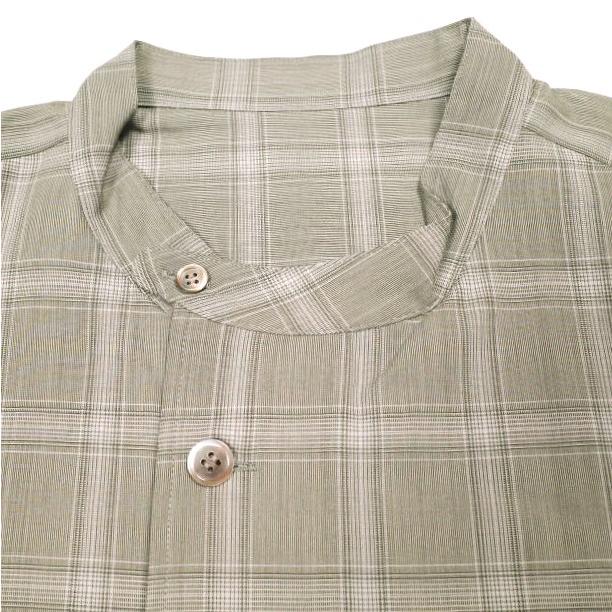 新品 un/unbient アン 25SS 日本製 Stand Collar Shirt ウールトロピカル スタンドカラーシャツ UNSH41 2 Pale Brown Check アンビエント |  | 04