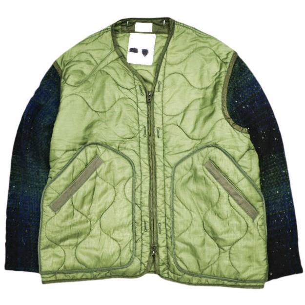 CHANGES チェンジーズ REMAKE QUILTING LINER MOHAIR SLEEVE JACKET リメイクキルティングライナーモヘアスリーブジャケット Free OLIVE | 