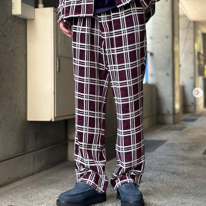 Needles ニードルス 23AW 日本製 String Cowboy Pant - R/Ac Mall Plaid ストリングカウボーイパンツ NS198 S Bordeaux チェック ボトムス |  | 02