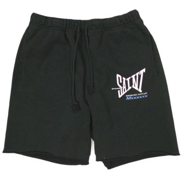 新品 SAINT MICHAEL セントマイケル 25SS SWEAT SHORTS / RIBON SAINT カットオフ スウェットショーツ SM-HR8-0000-059 M BLACK Mxxxxxx | 