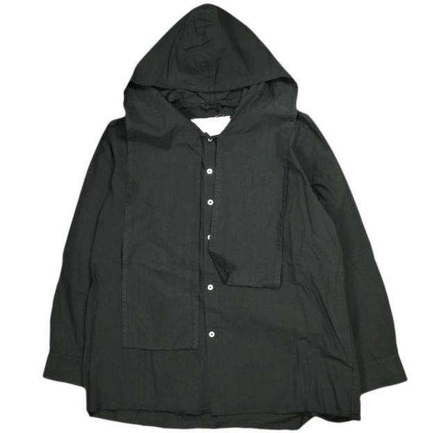 新品 CAMIEL FORTGENS カミエル フォートヘンス 24AW HOODED SCARF SHIRT フーデッドスカーフシャツ CF.18.04.03.01 S BLACK 定価74,800円 | 