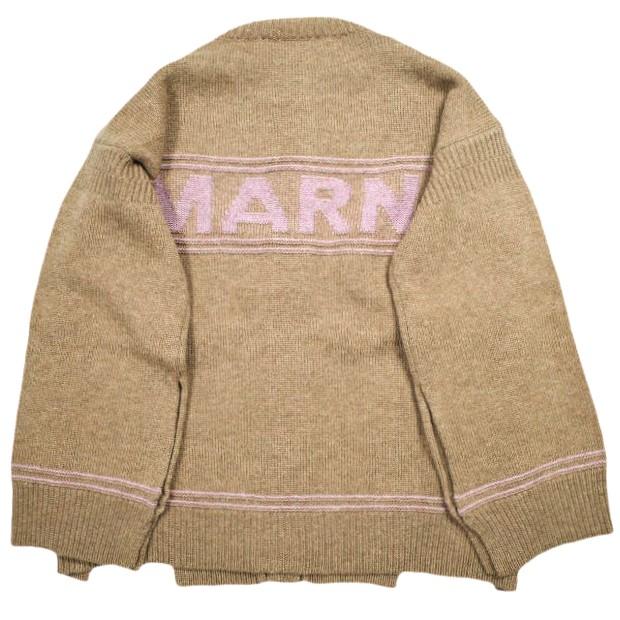 新品 MARNI マルニ 24AW VIRGIN WOOL LOGO CARDIGAN ヴァージンウールロゴカーディガン CDMD0309Q1 UFW608 36 BEIGE 定価174,900円 ニット | 