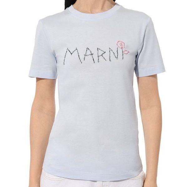 新品 MARNI マルニ 24SS ORGANIC COTTON JERSEY LOGO TEE ロゴ刺繍Tシャツ THJE0293S0 UTC017 38 LIGHT BLUE(00B21) 半袖 定価64,900円 |  | 02