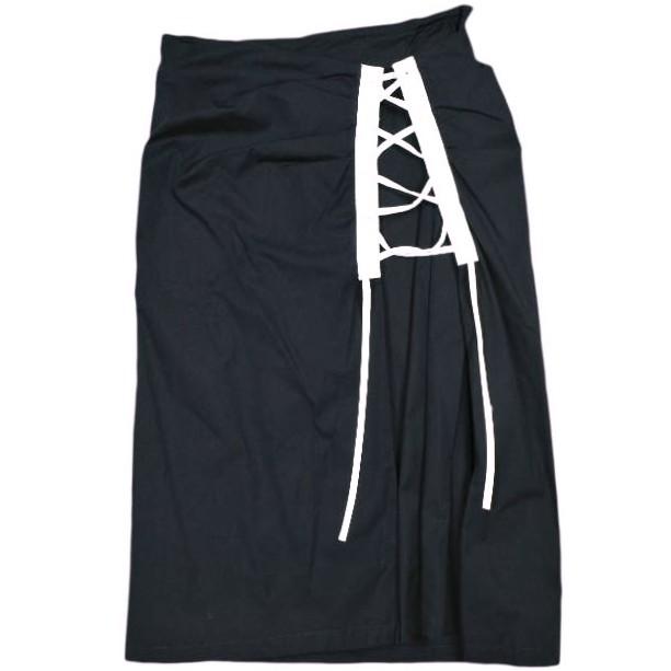 新品 DRIES VAN NOTEN ドリスヴァンノッテン 24SS SIAMO 8329 W.W.SKIRT レースアップラップスカート 34 MID NIGHT 定価85,800円 g24999 | 