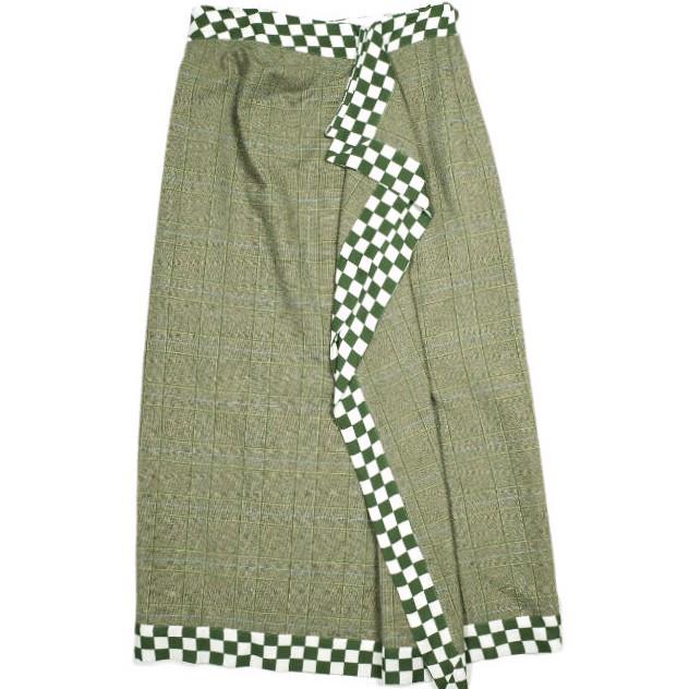 新品 DRIES VAN NOTEN ドリスヴァンノッテン 24SS SOLE 8227 W.W.SKIRT チェッカーフリルスカート 241-010830-8227-976 34 定価159,500円 | 