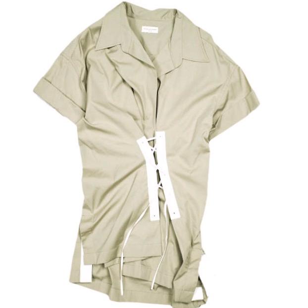 新品 DRIES VAN NOTEN ドリスヴァンノッテン 24SS CLICK 8329 W.W.SHIRT レースアップシャツ 241-010752-8329-101 36 SAND 定価90,200円 | 