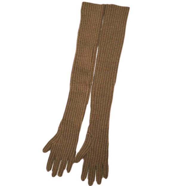 新品 DRIES VAN NOTEN ドリスヴァンノッテン 24AW TUSK 9706 W.K.GLOVES リブ編みニットロンググローブ Brown 手袋 定価60,500円 g25017 |  | 01