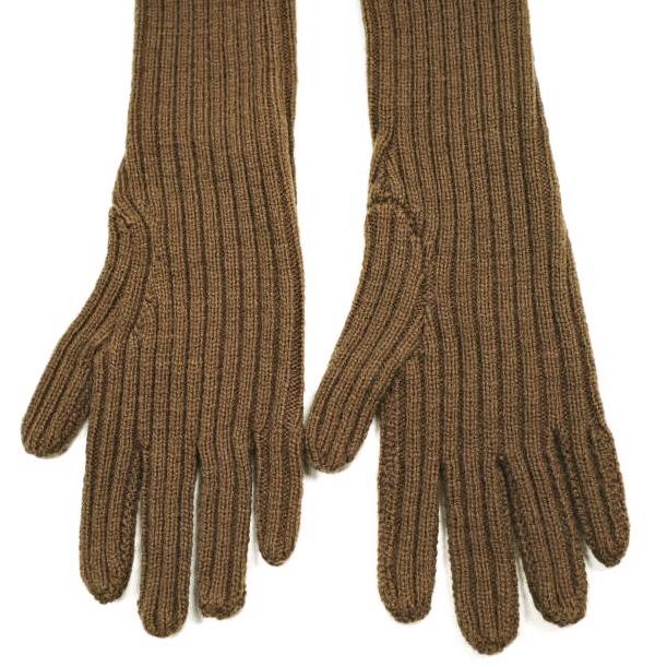 新品 DRIES VAN NOTEN ドリスヴァンノッテン 24AW TUSK 9706 W.K.GLOVES リブ編みニットロンググローブ Brown 手袋 定価60,500円 g25017 |  | 04