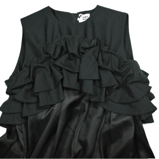 新品 noir kei ninomiya コムデギャルソン 25SS ウール×キュプラツイルワンピース 3O-O010 S 定価105,600円 ノースリーブ フリル ドレス |  | 03