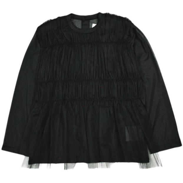 新品 tao COMME des GARCONS タオ コムデギャルソン 25SS チュールトップス TO-T021 M BLACK Tricot 定価42,900円 ティアード ブラウス | 