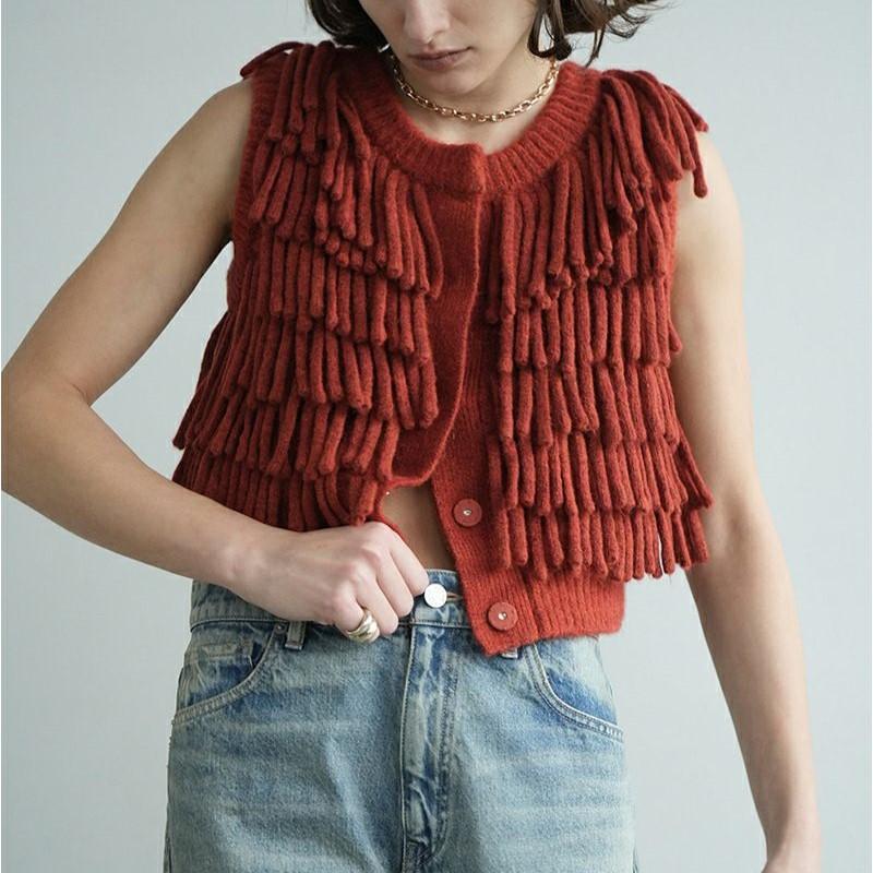 新品 CLANE クラネ 24AW W FACE FRINGE KNIT VEST ダブルフェイスフリンジニットベスト 17106-2082 1 ORANGE セーター 定価28,600円 g25079 |  | 02