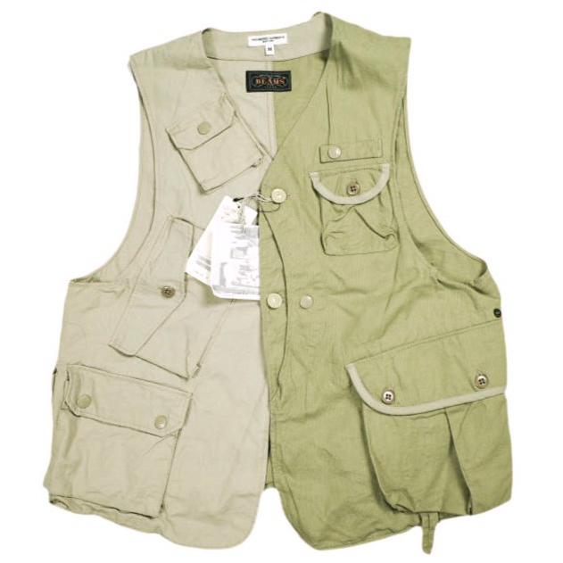 新品 Engineered Garments x BEAMS PLUS エンジニアードガーメンツ 別注 MILSPO VEST ミルスポベスト M Khaki ジレ クレイジーパターン | 