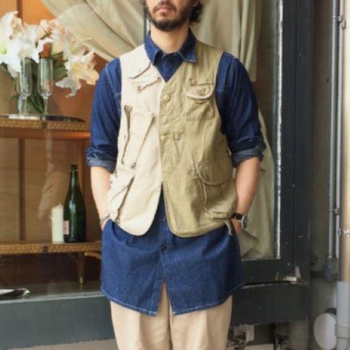 新品 Engineered Garments x BEAMS PLUS エンジニアードガーメンツ 別注 MILSPO VEST ミルスポベスト M Khaki ジレ クレイジーパターン |  | 02