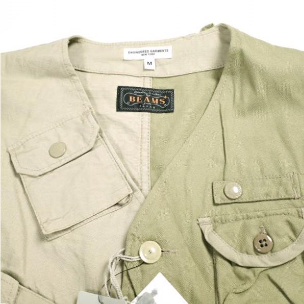 新品 Engineered Garments x BEAMS PLUS エンジニアードガーメンツ 別注 MILSPO VEST ミルスポベスト M Khaki ジレ クレイジーパターン |  | 05