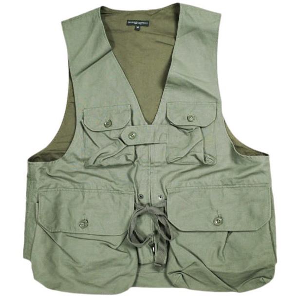 Engineered Garments エンジニアードガーメンツ Game Vest - Double Cloth ゲームベスト ダブルクロス M Olive ジレ ハンティング コットン | 