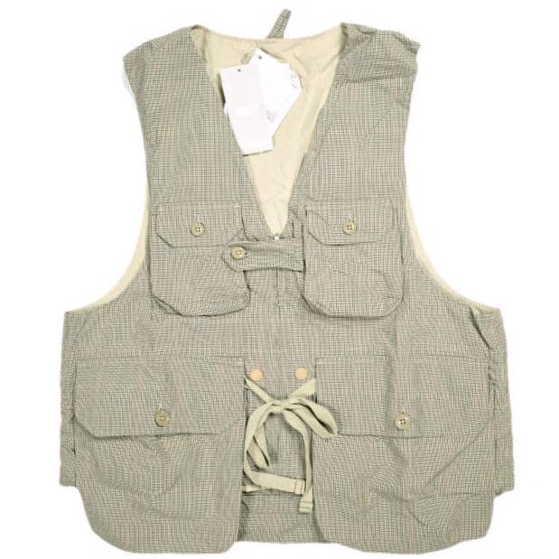 新品 Engineered Garments エンジニアードガーメンツ Game Vest - Nyco Mini Tattersall ゲームベスト ミニタッタ―ソールチェック M Khaki | 